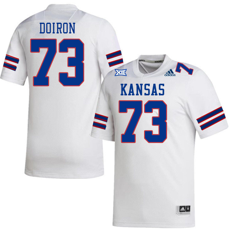 Men #73 Dre Doiron Kansas Jayhawks College Football Jerseys Stitched Sale-White